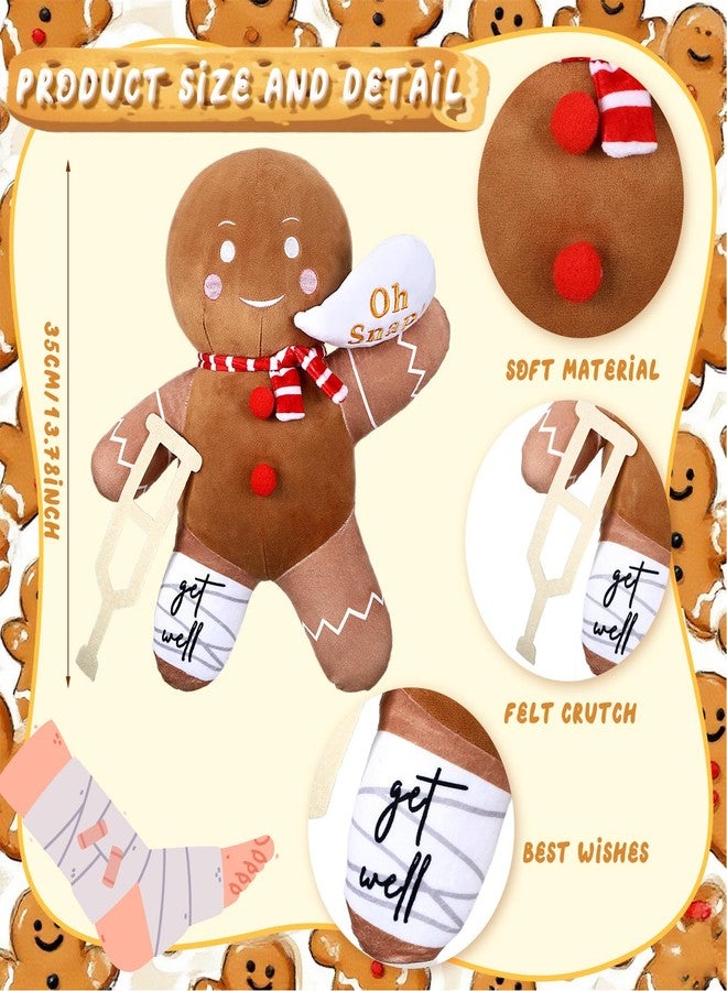 Arrowbash هدايا Arrowbash للأطفال والكبار، لعبة رجل الزنجبيل بطول 13.8 بوصة، دمية رجل الزنجبيل المحشوة مع عصا للمشي، هدية مثالية لمن يعانون من كسر في الساق. - Image 2